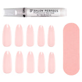 A front view of Salon Perfect Glazed Short Artificial Nail Set with nail file and proffesional nail glue out of packaging